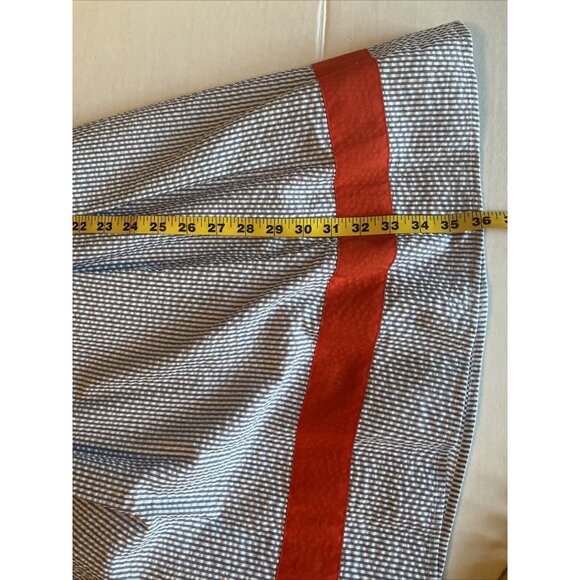 Jessica Simpson Blue White Seersucker Dress Orange Trim Pockets Lined Size 8 - Picture 9 of 10